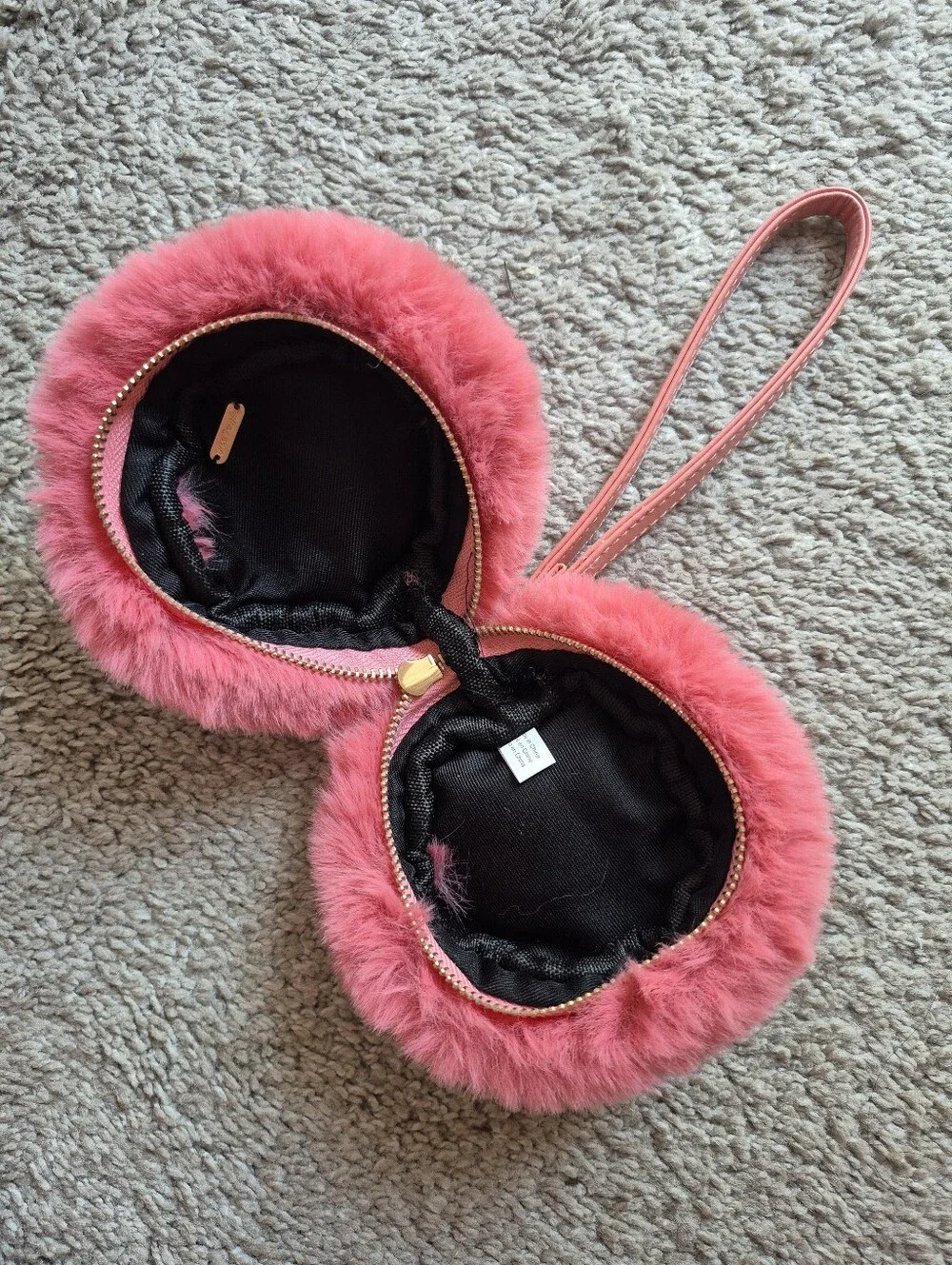 Free People Hot Coral Pink Faux Fur Wristlet